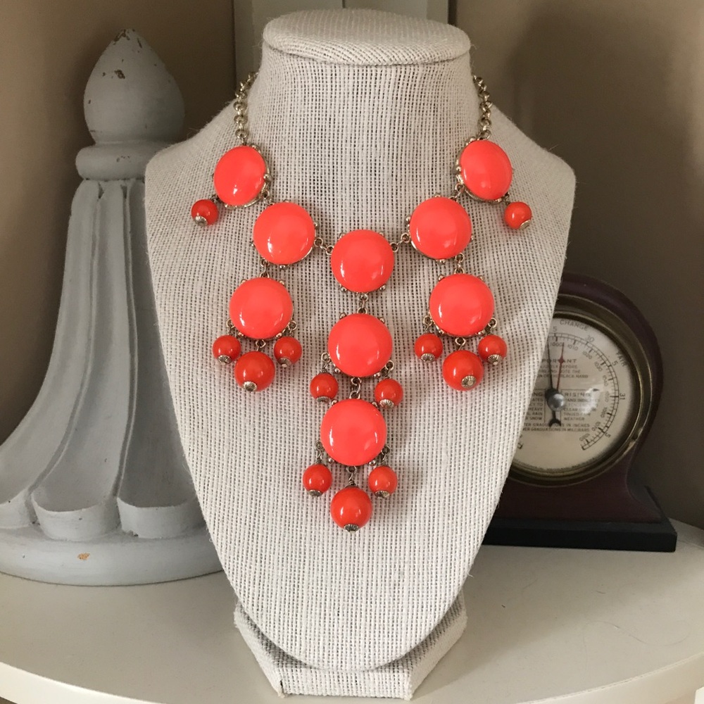 J. Crew Orange/Coral Bubble Necklace